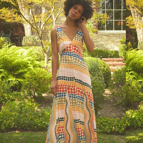 Anthropologie The Odells Dot-Printed Maxi Dress PL - Picture 6 of 6